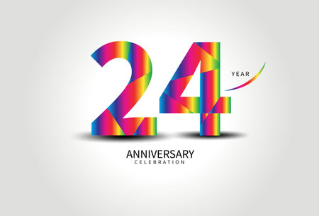 24 Year Anniversary Celebration Logo colorful vector, 24 Number Design, 24th Birthday Logo, Logotype Number, Vector Anniversary For Celebration, Invitation Card, Greeting Card. logo number Anniversaryのイラスト素材