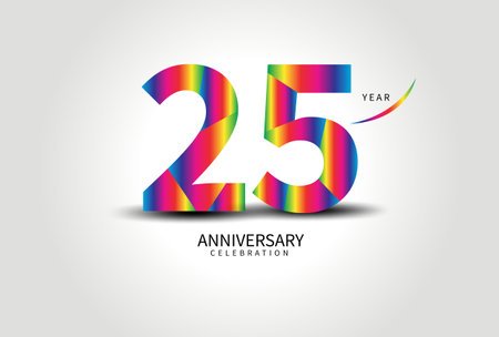 25 Year Anniversary Celebration Logo colorful vector, 25 Number Design, 25th Birthday Logo, Logotype Number, Vector Anniversary For Celebration, Invitation Card, Greeting Card. logo number Anniversaryのイラスト素材