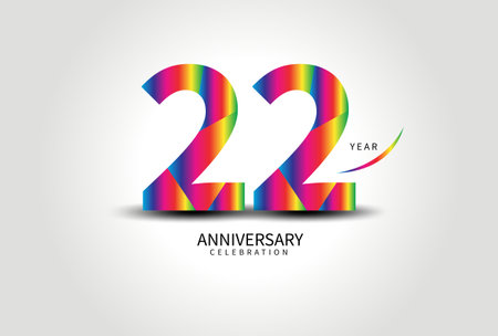22 Year Anniversary Celebration Logo colorful vector, 22 Number Design, 22th Birthday Logo, Logotype Number, Vector Anniversary For Celebration, Invitation Card, Greeting Card. logo number Anniversaryのイラスト素材