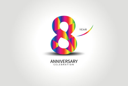 8 Year Anniversary Celebration Logo colorful vector, 8 Number Design, 8th Birthday Logo, Logotype Number, Vector Anniversary For Celebration, Invitation Card, Greeting Card. logo number Anniversaryのイラスト素材