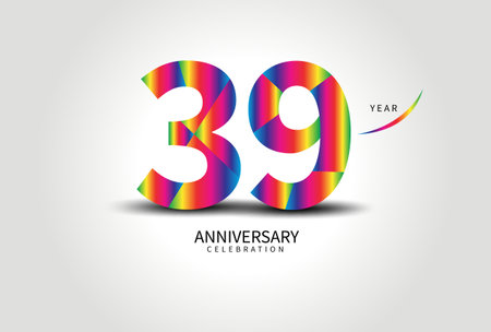 39 Year Anniversary Celebration Logo colorful vector, 39 Number Design, 39th Birthday Logo, Logotype Number, Vector Anniversary For Celebration, Invitation Card, Greeting Card. logo number Anniversaryのイラスト素材
