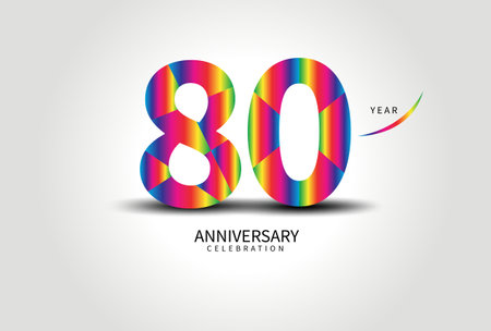 80 Year Anniversary Celebration Logo colorful vector, 80 Number Design, 80th Birthday Logo, Logotype Number, Vector Anniversary For Celebration, Invitation Card, Greeting Card. logo number Anniversaryのイラスト素材