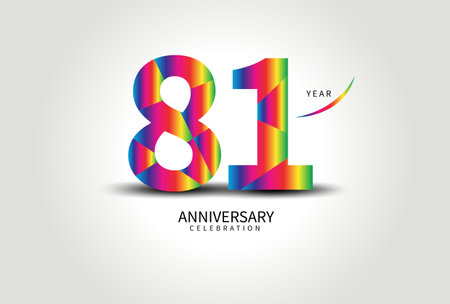 81 Year Anniversary Celebration Logo colorful vector, 81 Number Design, 81th Birthday Logo, Logotype Number, Vector Anniversary For Celebration, Invitation Card, Greeting Card. logo number Anniversaryのイラスト素材