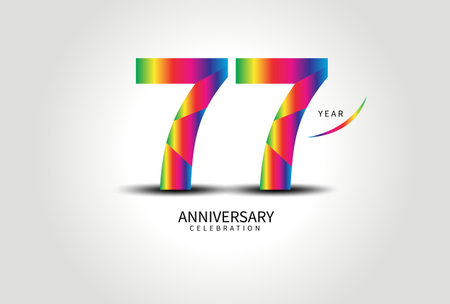 77 Year Anniversary Celebration Logo colorful vector, 77 Number Design, 77th Birthday Logo, Logotype Number, Vector Anniversary For Celebration, Invitation Card, Greeting Card. logo number Anniversaryのイラスト素材
