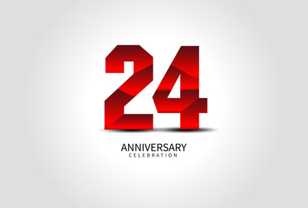 24 Year Anniversary Celebration Logo red vector, 24 Number Design, 24th Birthday Logo, Logotype Number, Vector Anniversary For Celebration, Invitation Card, Greeting Card. logo number Anniversaryのイラスト素材
