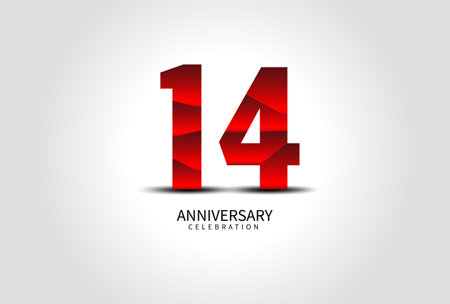 14 Year Anniversary Celebration Logo red vector, 14 Number Design, 14th Birthday Logo, Logotype Number, Vector Anniversary For Celebration, Invitation Card, Greeting Card. logo number Anniversaryのイラスト素材