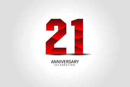 21 Year Anniversary Celebration Logo red vector, 21 Number Design, 21th Birthday Logo, Logotype Number, Vector Anniversary For Celebration, Invitation Card, Greeting Card. logo number Anniversaryのイラスト素材