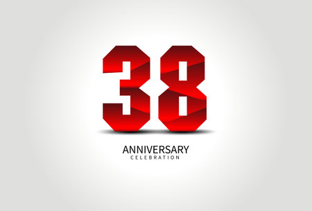 38 Year Anniversary Celebration Logo red vector, 38 Number Design, 38th Birthday Logo, Logotype Number, Vector Anniversary For Celebration, Invitation Card, Greeting Card. logo number Anniversaryのイラスト素材