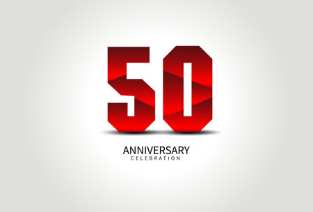 50 Year Anniversary Celebration Logo red vector, 50 Number Design, 50th Birthday Logo, Logotype Number, Vector Anniversary For Celebration, Invitation Card, Greeting Card. logo number Anniversaryのイラスト素材
