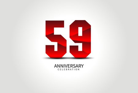 59 Year Anniversary Celebration Logo red vector, 59 Number Design, 59th Birthday Logo, Logotype Number, Vector Anniversary For Celebration, Invitation Card, Greeting Card. logo number Anniversaryのイラスト素材