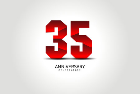 35 Year Anniversary Celebration Logo red vector, 35 Number Design, 35th Birthday Logo, Logotype Number, Vector Anniversary For Celebration, Invitation Card, Greeting Card. logo number Anniversaryのイラスト素材
