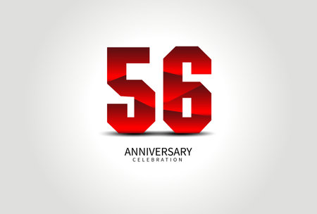 56 Year Anniversary Celebration Logo red vector, 56 Number Design, 56th Birthday Logo, Logotype Number, Vector Anniversary For Celebration, Invitation Card, Greeting Card. logo number Anniversaryのイラスト素材