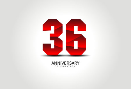 36 Year Anniversary Celebration Logo red vector, 36 Number Design, 36th Birthday Logo, Logotype Number, Vector Anniversary For Celebration, Invitation Card, Greeting Card. logo number Anniversaryのイラスト素材