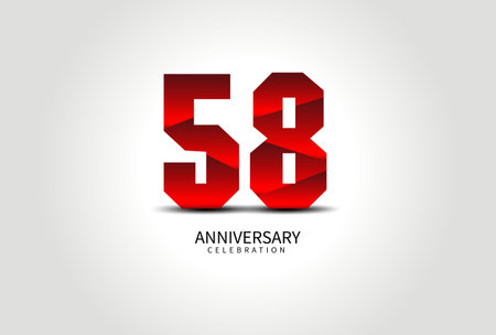 58 Year Anniversary Celebration Logo red vector, 58 Number Design, 58th Birthday Logo, Logotype Number, Vector Anniversary For Celebration, Invitation Card, Greeting Card. logo number Anniversaryのイラスト素材