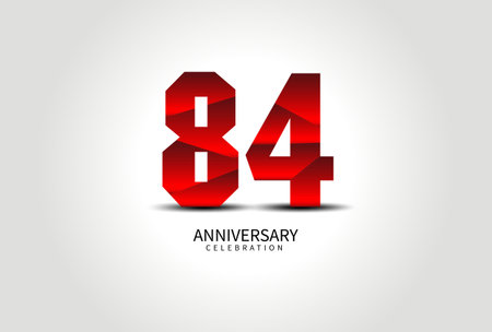 84 Year Anniversary Celebration Logo red vector, 84 Number Design, 84th Birthday Logo, Logotype Number, Vector Anniversary For Celebration, Invitation Card, Greeting Card. logo number Anniversaryのイラスト素材