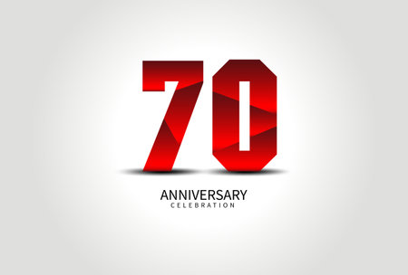 70 Year Anniversary Celebration Logo red vector, 70 Number Design, 70th Birthday Logo, Logotype Number, Vector Anniversary For Celebration, Invitation Card, Greeting Card. logo number Anniversaryのイラスト素材