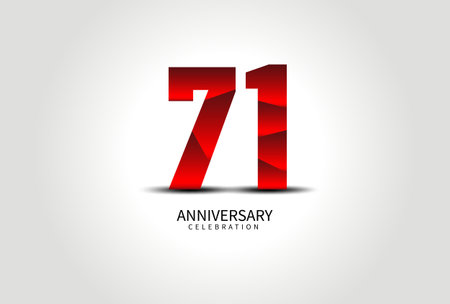 71 Year Anniversary Celebration Logo red vector, 71 Number Design, 71th Birthday Logo, Logotype Number, Vector Anniversary For Celebration, Invitation Card, Greeting Card. logo number Anniversaryのイラスト素材