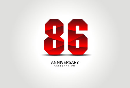 86 Year Anniversary Celebration Logo red vector, 86 Number Design, 86th Birthday Logo, Logotype Number, Vector Anniversary For Celebration, Invitation Card, Greeting Card. logo number Anniversaryのイラスト素材