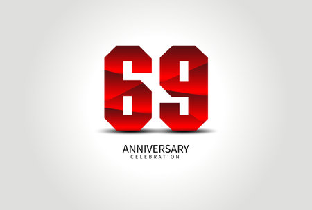 69 Year Anniversary Celebration Logo red vector, 69 Number Design, 69th Birthday Logo, Logotype Number, Vector Anniversary For Celebration, Invitation Card, Greeting Card. logo number Anniversaryのイラスト素材
