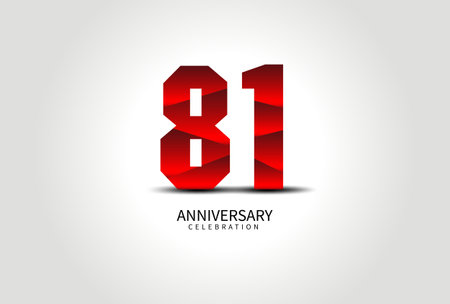 81 Year Anniversary Celebration Logo red vector, 81 Number Design, 81th Birthday Logo, Logotype Number, Vector Anniversary For Celebration, Invitation Card, Greeting Card. logo number Anniversaryのイラスト素材