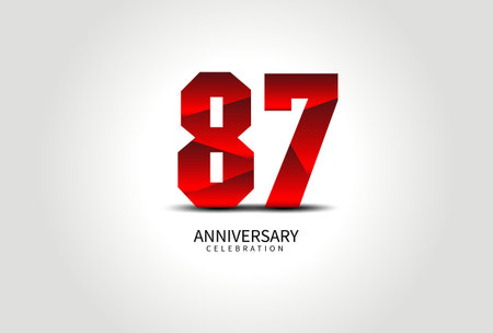 87 Year Anniversary Celebration Logo red vector, 87 Number Design, 87th Birthday Logo, Logotype Number, Vector Anniversary For Celebration, Invitation Card, Greeting Card. logo number Anniversaryのイラスト素材