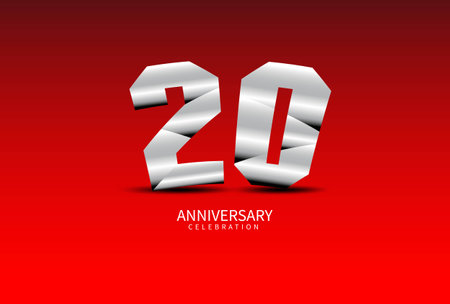 20 Year Anniversary Celebration Logo silver vector, 20 Number Design, 20th Birthday Logo, Logotype Number, Vector Anniversary For Celebration, Invitation Card, Greeting Card. logo number Anniversaryのイラスト素材