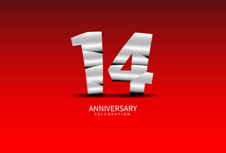 14 Year Anniversary Celebration Logo silver vector, 14 Number Design, 14th Birthday Logo, Logotype Number, Vector Anniversary For Celebration, Invitation Card, Greeting Card. logo number Anniversaryのイラスト素材