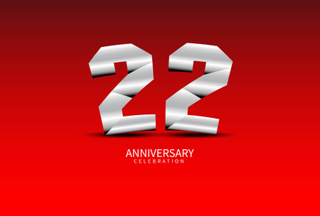 22 Year Anniversary Celebration Logo silver vector, 22 Number Design, 22th Birthday Logo, Logotype Number, Vector Anniversary For Celebration, Invitation Card, Greeting Card. logo number Anniversaryのイラスト素材