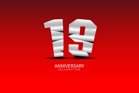 19 Year Anniversary Celebration Logo silver vector, 19 Number Design, 19th Birthday Logo, Logotype Number, Vector Anniversary For Celebration, Invitation Card, Greeting Card. logo number Anniversaryのイラスト素材
