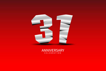 31 Year Anniversary Celebration Logo silver vector, 31 Number Design, 31th Birthday Logo, Logotype Number, Vector Anniversary For Celebration, Invitation Card, Greeting Card. logo number Anniversaryのイラスト素材