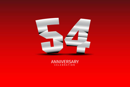 54 Year Anniversary Celebration Logo silver vector, 54 Number Design, 54th Birthday Logo, Logotype Number, Vector Anniversary For Celebration, Invitation Card, Greeting Card. logo number Anniversaryのイラスト素材