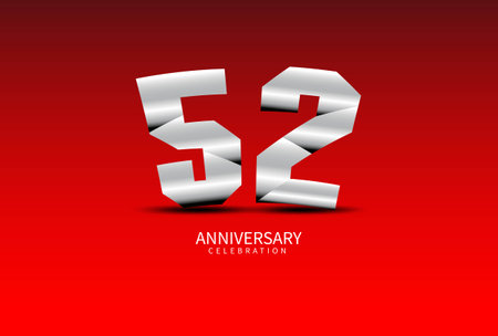 52 Year Anniversary Celebration Logo silver vector, 52 Number Design, 52th Birthday Logo, Logotype Number, Vector Anniversary For Celebration, Invitation Card, Greeting Card. logo number Anniversaryのイラスト素材