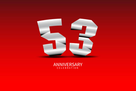 53 Year Anniversary Celebration Logo silver vector, 53 Number Design, 53th Birthday Logo, Logotype Number, Vector Anniversary For Celebration, Invitation Card, Greeting Card. logo number Anniversaryのイラスト素材