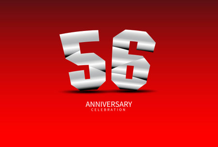 56 Year Anniversary Celebration Logo silver vector, 56 Number Design, 56th Birthday Logo, Logotype Number, Vector Anniversary For Celebration, Invitation Card, Greeting Card. logo number Anniversaryのイラスト素材