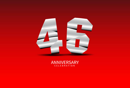 46 Year Anniversary Celebration Logo silver vector, 46 Number Design, 46th Birthday Logo, Logotype Number, Vector Anniversary For Celebration, Invitation Card, Greeting Card. logo number Anniversaryのイラスト素材
