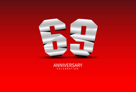 69 Year Anniversary Celebration Logo silver vector, 69 Number Design, 69th Birthday Logo, Logotype Number, Vector Anniversary For Celebration, Invitation Card, Greeting Card. logo number Anniversaryのイラスト素材