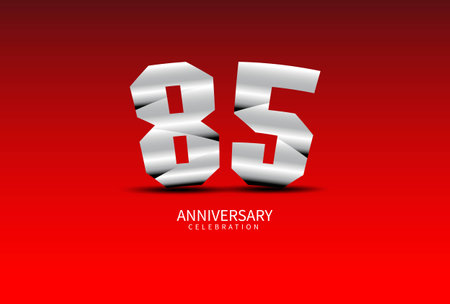85 Year Anniversary Celebration Logo silver vector, 85 Number Design, 85th Birthday Logo, Logotype Number, Vector Anniversary For Celebration, Invitation Card, Greeting Card. logo number Anniversaryのイラスト素材
