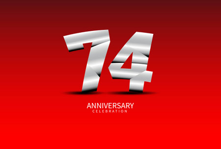 74 Year Anniversary Celebration Logo silver vector, 74 Number Design, 74th Birthday Logo, Logotype Number, Vector Anniversary For Celebration, Invitation Card, Greeting Card. logo number Anniversaryのイラスト素材