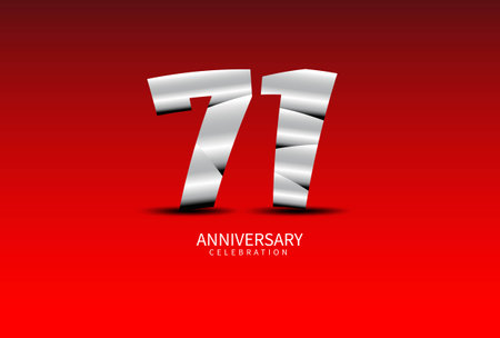 71 Year Anniversary Celebration Logo silver vector, 71 Number Design, 71th Birthday Logo, Logotype Number, Vector Anniversary For Celebration, Invitation Card, Greeting Card. logo number Anniversaryのイラスト素材