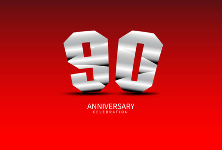 90 Year Anniversary Celebration Logo silver vector, 90 Number Design, 90th Birthday Logo, Logotype Number, Vector Anniversary For Celebration, Invitation Card, Greeting Card. logo number Anniversaryのイラスト素材
