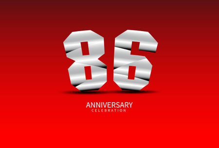 86 Year Anniversary Celebration Logo silver vector, 86 Number Design, 86th Birthday Logo, Logotype Number, Vector Anniversary For Celebration, Invitation Card, Greeting Card. logo number Anniversaryのイラスト素材