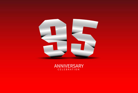 95 Year Anniversary Celebration Logo silver vector, 95 Number Design, 95th Birthday Logo, Logotype Number, Vector Anniversary For Celebration, Invitation Card, Greeting Card. logo number Anniversaryのイラスト素材