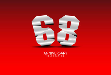 68 Year Anniversary Celebration Logo silver vector, 68 Number Design, 68th Birthday Logo, Logotype Number, Vector Anniversary For Celebration, Invitation Card, Greeting Card. logo number Anniversaryのイラスト素材
