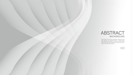 Gray background, white wave background design, Geometric vector, Minimal Texture, cover design, flyer template, advertisement, abstract background template, decoration wallpaper, book cover, vectorのイラスト素材