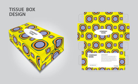 Tissue box packaging design on geometric background, box mockup, 3d box, Can be use place your text and logos and ready to go for print, Product design, Label design, Packaging design template vectorのイラスト素材