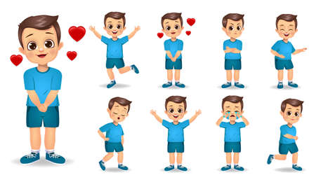 cute boy character set vectorのイラスト素材