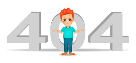 cute boy with 404 error messageのイラスト素材