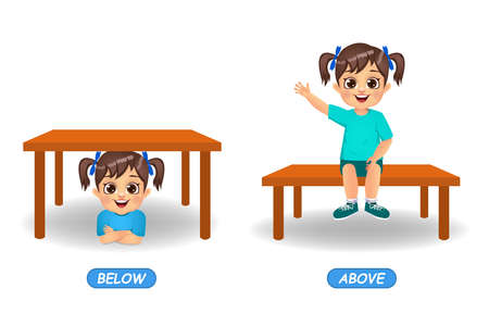 example of opposite adjectives word for kids. isolated on white backgroundのイラスト素材