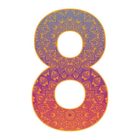 colorful alphabet letter with ornamental mandala design, gradient color alphabetのイラスト素材