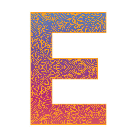 colorful alphabet letter with ornamental mandala design, gradient color alphabetのイラスト素材